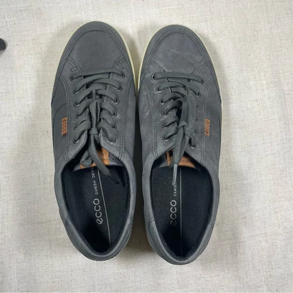 Ecco Mens Soft 7 Titanium Gray Leather Casual Sneakers Comfort Shoes - Picture 7 of 10